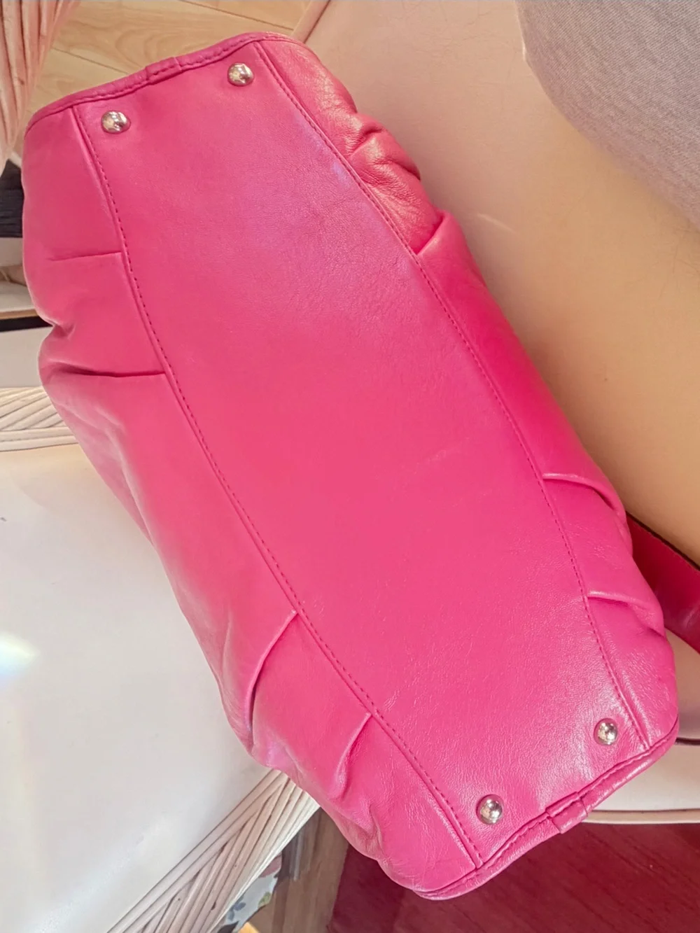 LOEWE Madrid Pink/ Red  2Way Medium Nappa Satchel. RT $ 3998.
